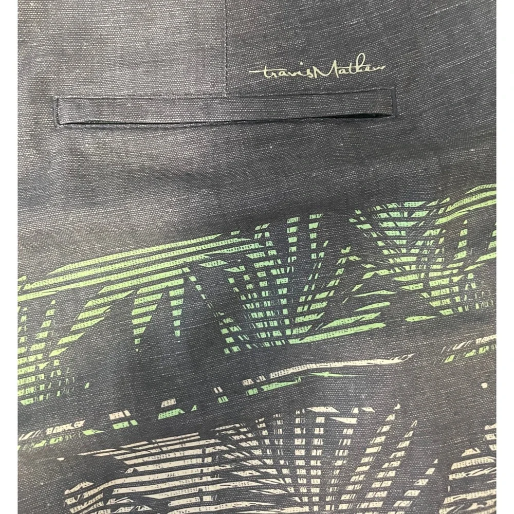 TravisMathew Mens Navy Blue Tropical Palm Print Board Shorts Swim Trunks Size 34